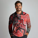 Melbourne Renegades Long Sleeve Polo Shirt Indigenous Dot Art Superhero Batter Tribal Pattern