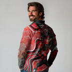 Melbourne Renegades Long Sleeve Polo Shirt Indigenous Dot Art Superhero Batter Tribal Pattern