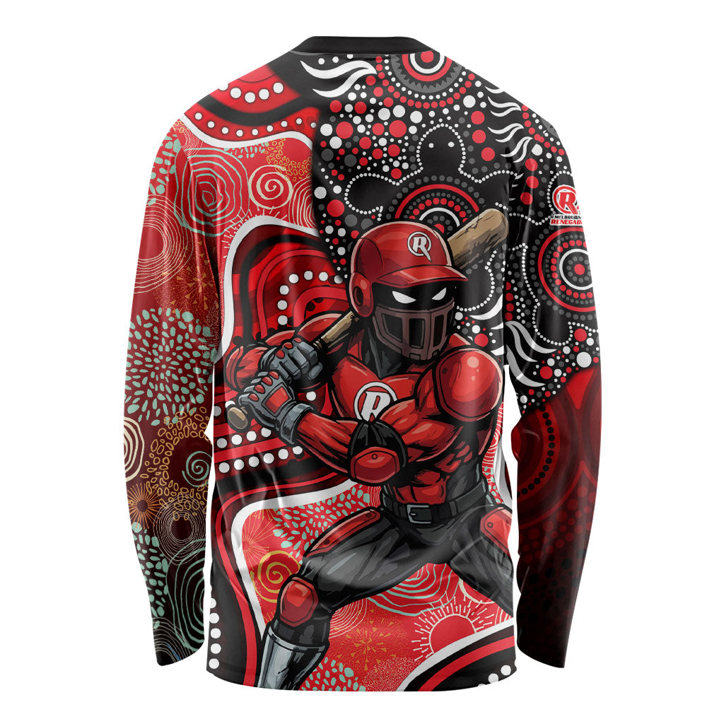 Melbourne Renegades Long Sleeve Shirt Indigenous Dot Art Superhero Batter Tribal Pattern