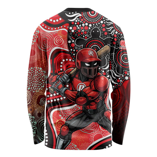 Melbourne Renegades Long Sleeve Shirt Indigenous Dot Art Superhero Batter Tribal Pattern