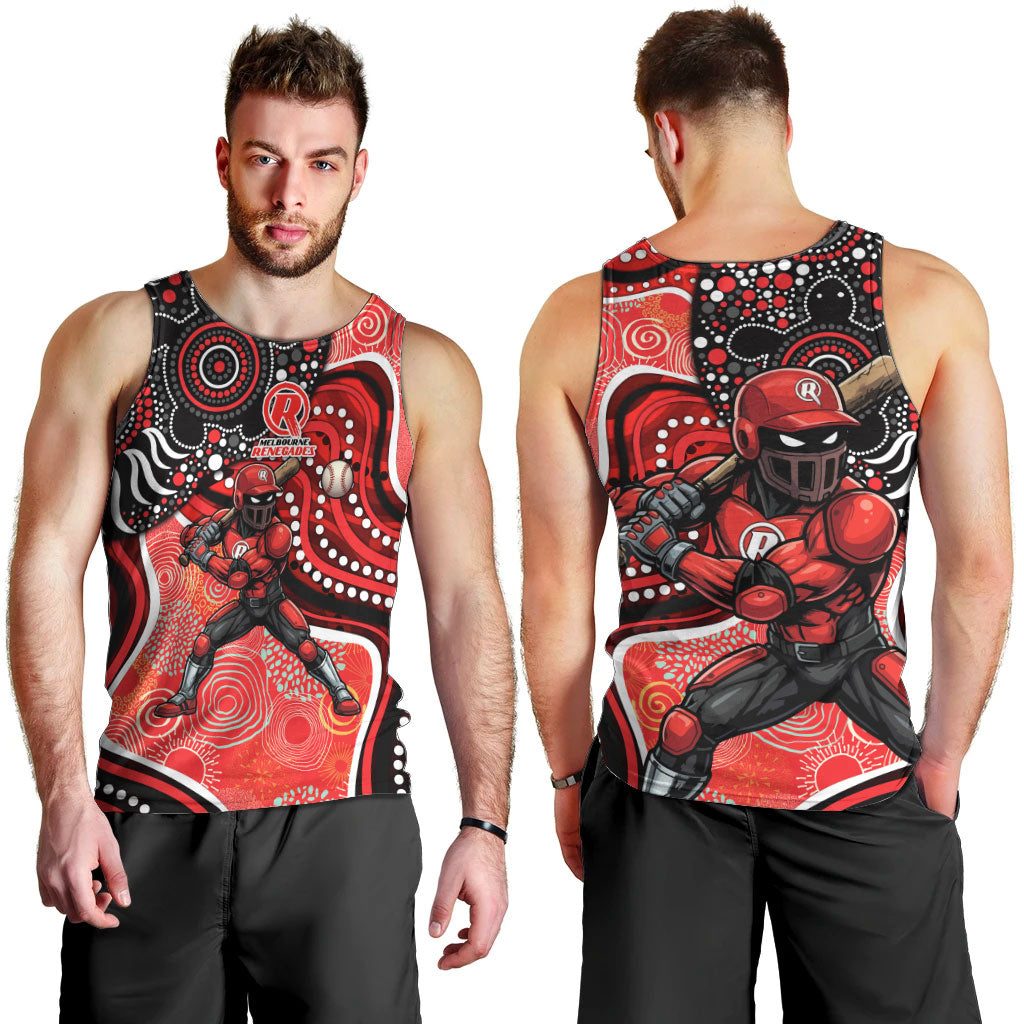 Melbourne Renegades Men Tank Top Indigenous Dot Art Superhero Batter Tribal Pattern
