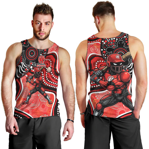 Melbourne Renegades Men Tank Top Indigenous Dot Art Superhero Batter Tribal Pattern