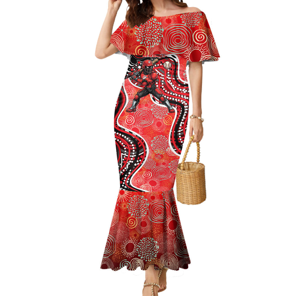 Melbourne Renegades Mermaid Dress Indigenous Dot Art Superhero Batter Tribal Pattern