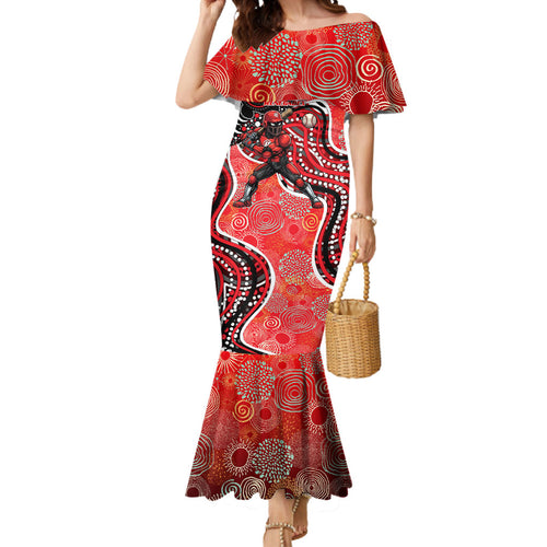 Melbourne Renegades Mermaid Dress Indigenous Dot Art Superhero Batter Tribal Pattern