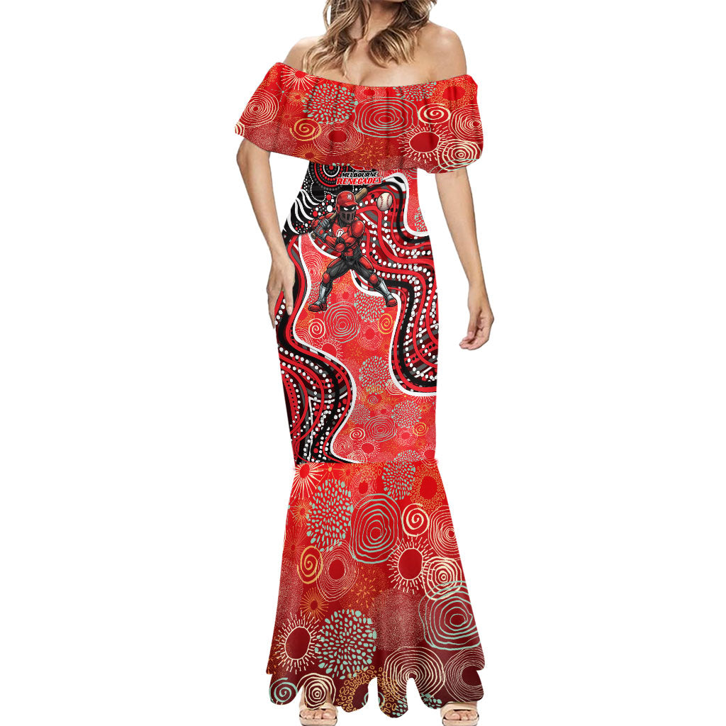 Melbourne Renegades Mermaid Dress Indigenous Dot Art Superhero Batter Tribal Pattern
