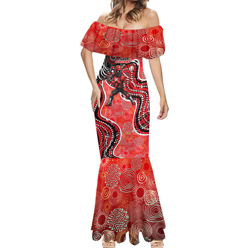 Melbourne Renegades Mermaid Dress Indigenous Dot Art Superhero Batter Tribal Pattern