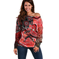 Melbourne Renegades Off Shoulder Sweater Indigenous Dot Art Superhero Batter Tribal Pattern
