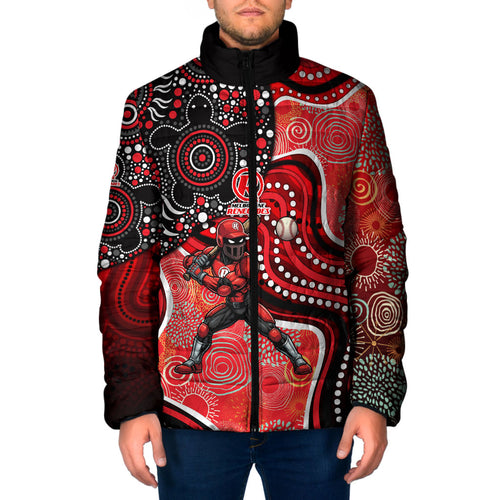 Melbourne Renegades Padded Jacket Indigenous Dot Art Superhero Batter Tribal Pattern