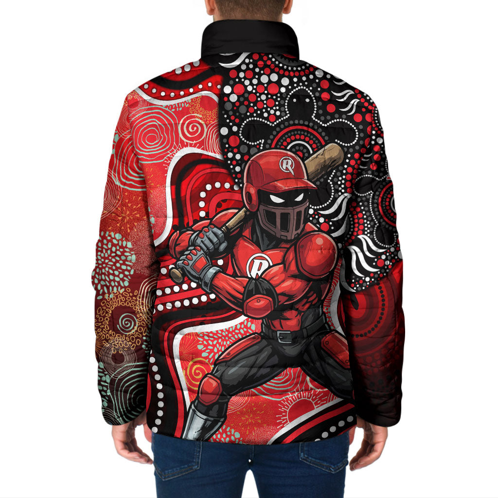 Melbourne Renegades Padded Jacket Indigenous Dot Art Superhero Batter Tribal Pattern