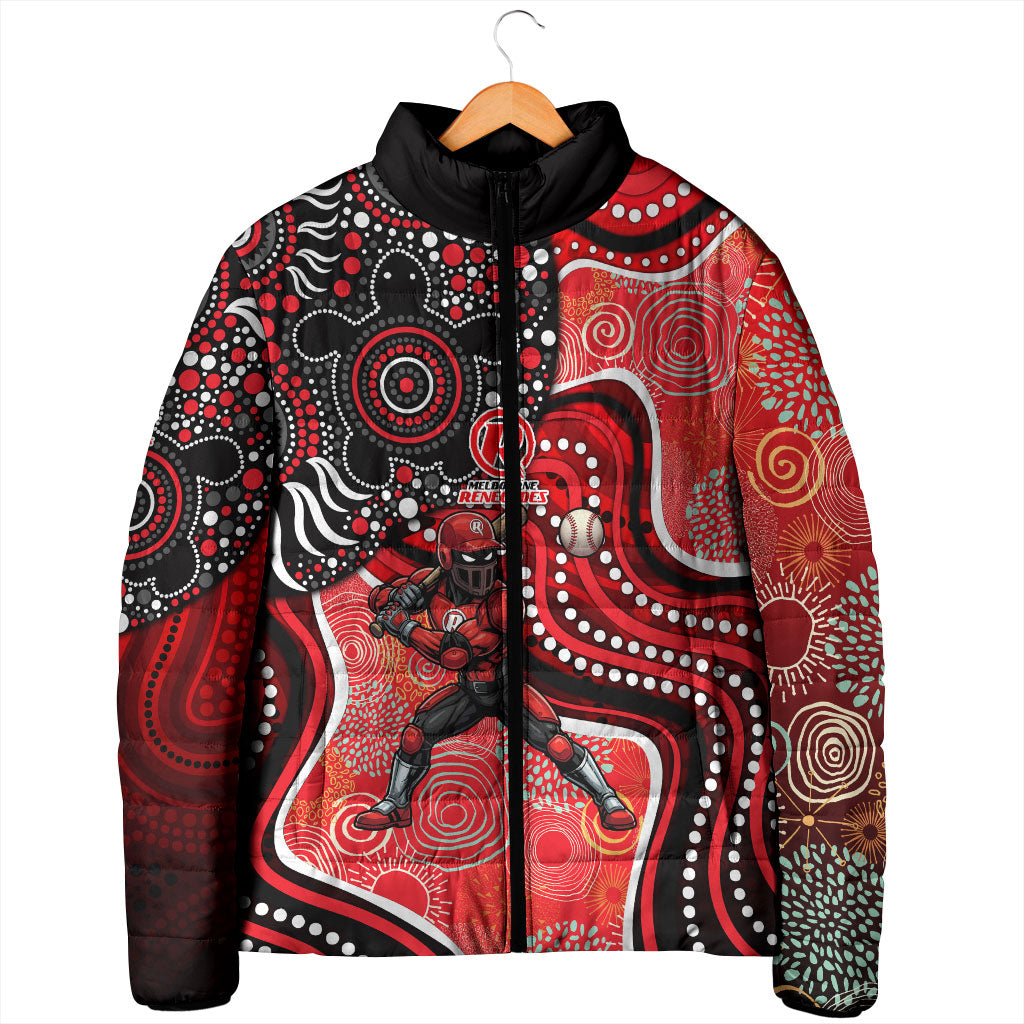 Melbourne Renegades Padded Jacket Indigenous Dot Art Superhero Batter Tribal Pattern