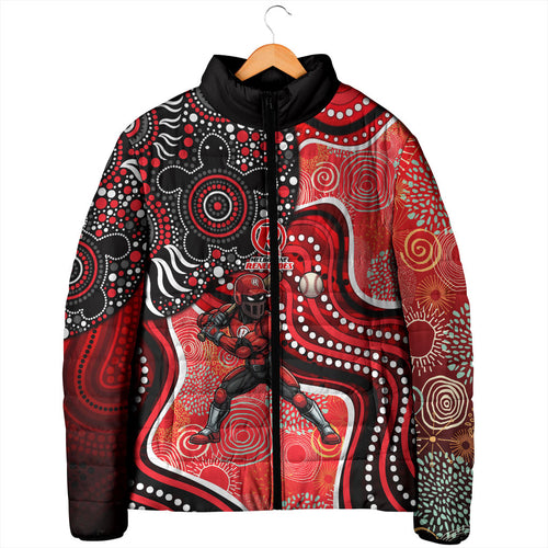 Melbourne Renegades Padded Jacket Indigenous Dot Art Superhero Batter Tribal Pattern