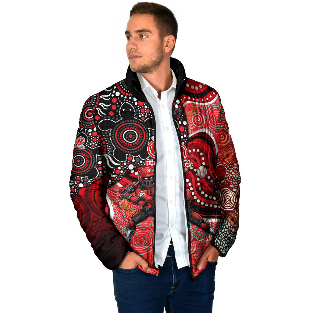 Melbourne Renegades Padded Jacket Indigenous Dot Art Superhero Batter Tribal Pattern