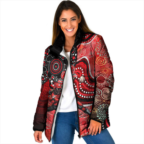 Melbourne Renegades Padded Jacket Indigenous Dot Art Superhero Batter Tribal Pattern