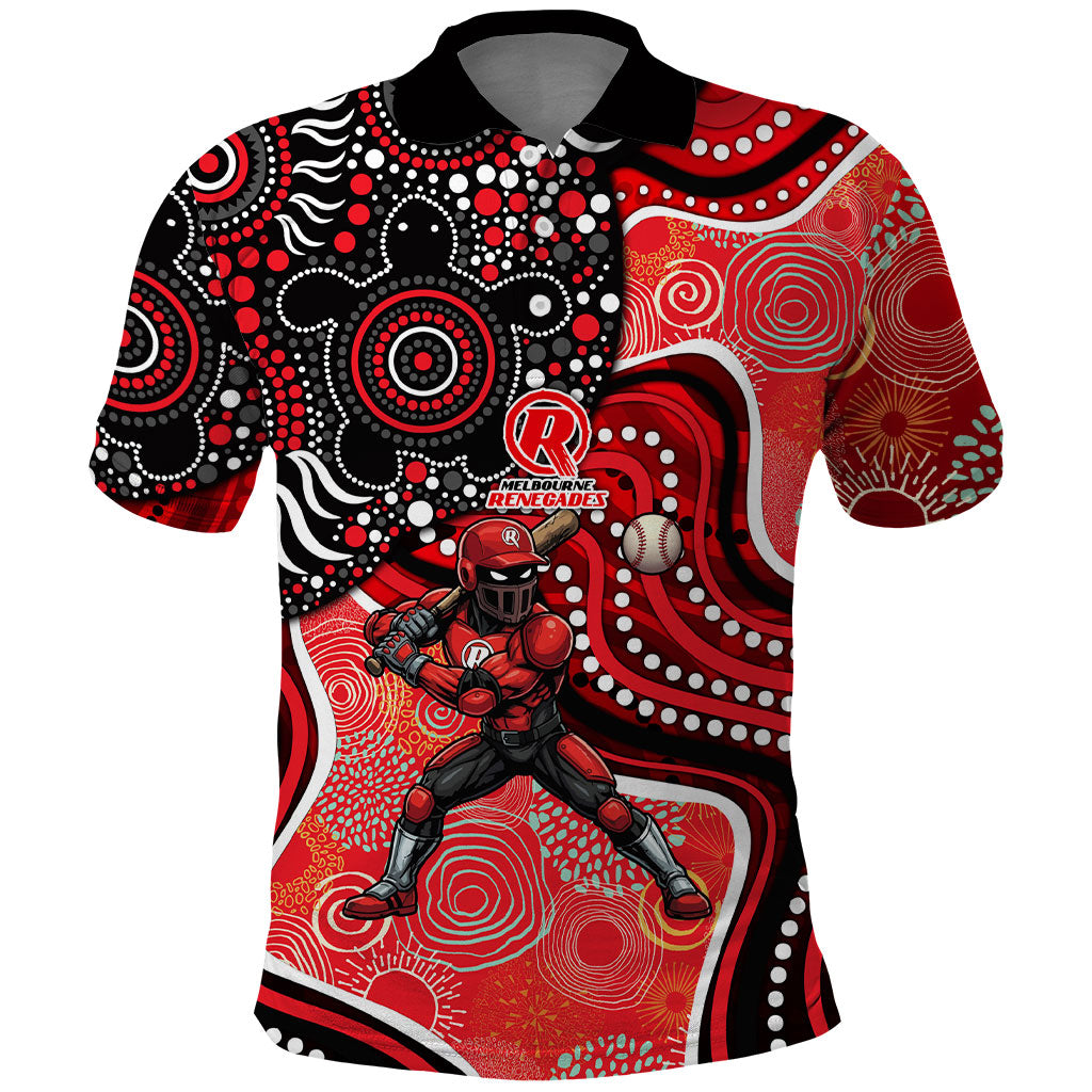 Melbourne Renegades Polo Shirt Indigenous Dot Art Superhero Batter Tribal Pattern
