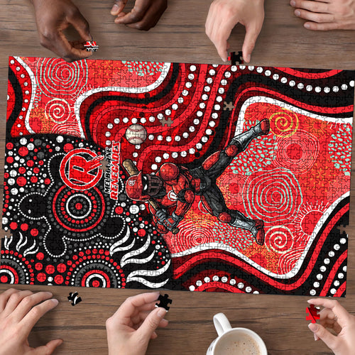 Melbourne Renegades Puzzle Indigenous Dot Art Superhero Batter Tribal Pattern