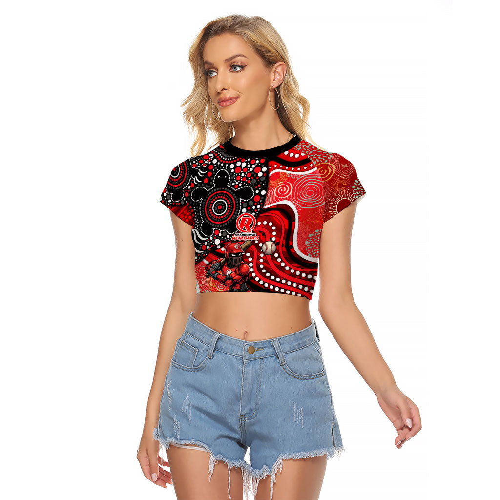 Melbourne Renegades Raglan Cropped T Shirt Indigenous Dot Art Superhero Batter Tribal Pattern