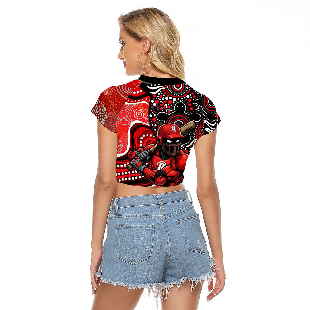 Melbourne Renegades Raglan Cropped T Shirt Indigenous Dot Art Superhero Batter Tribal Pattern