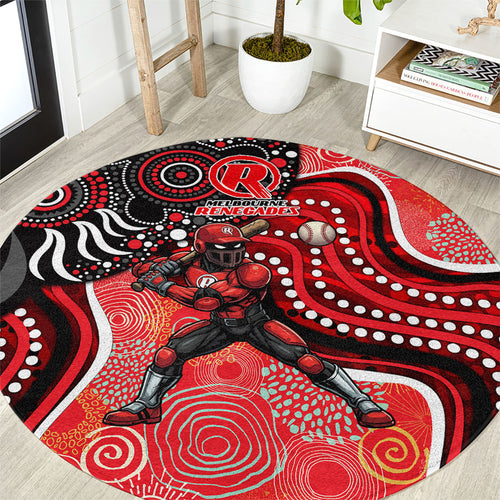 Melbourne Renegades Round Carpet Indigenous Dot Art Superhero Batter Tribal Pattern