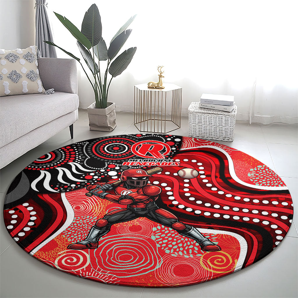 Melbourne Renegades Round Carpet Indigenous Dot Art Superhero Batter Tribal Pattern