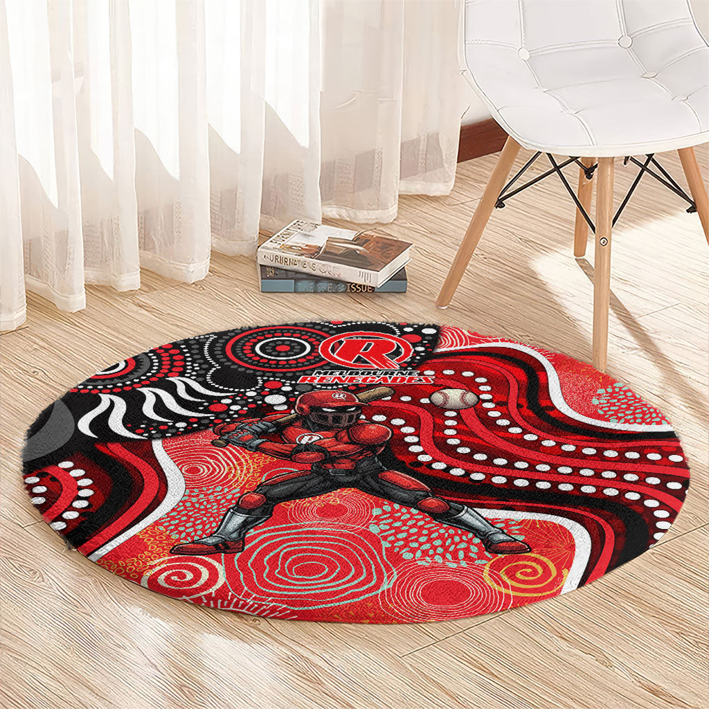 Melbourne Renegades Round Carpet Indigenous Dot Art Superhero Batter Tribal Pattern