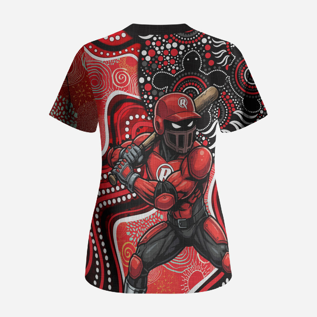 Melbourne Renegades Scrub Top Indigenous Dot Art Superhero Batter Tribal Pattern