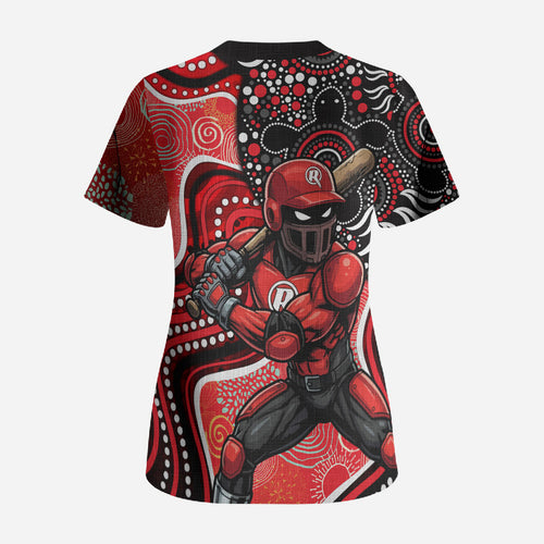 Melbourne Renegades Scrub Top Indigenous Dot Art Superhero Batter Tribal Pattern
