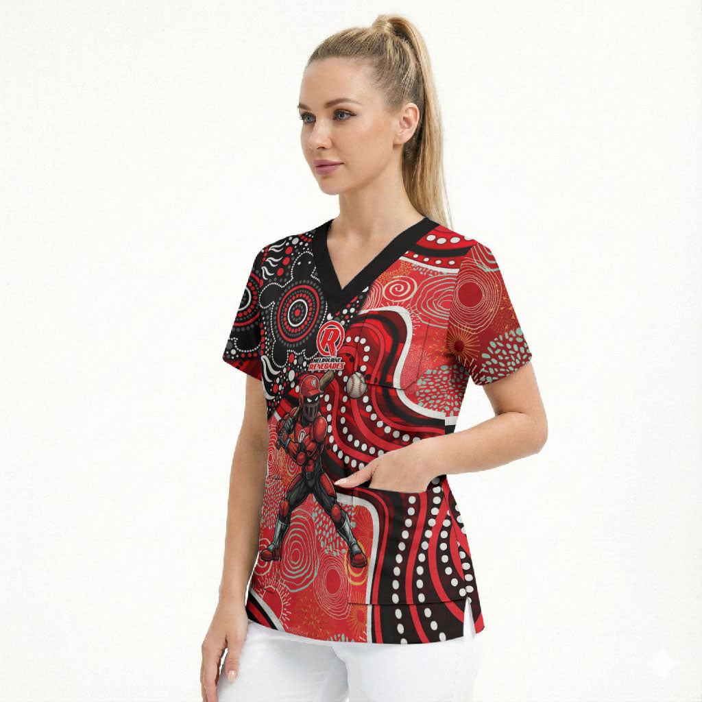 Melbourne Renegades Scrub Top Indigenous Dot Art Superhero Batter Tribal Pattern