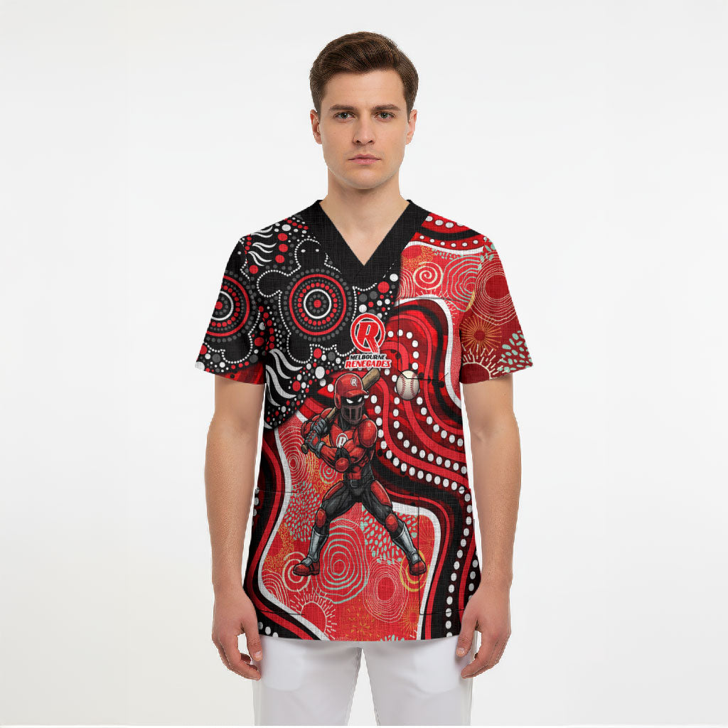 Melbourne Renegades Scrub Top Indigenous Dot Art Superhero Batter Tribal Pattern