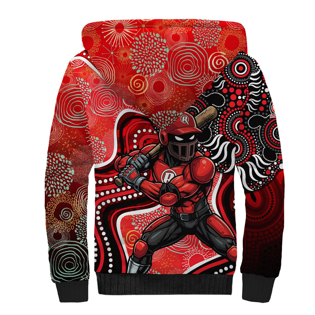 Melbourne Renegades Sherpa Hoodie Indigenous Dot Art Superhero Batter Tribal Pattern
