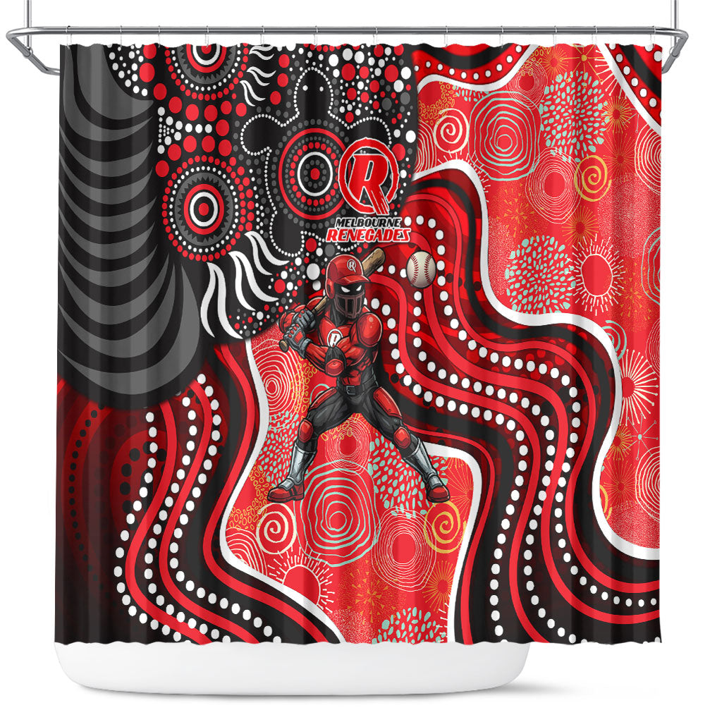 Melbourne Renegades Shower Curtain Indigenous Dot Art Superhero Batter Tribal Pattern
