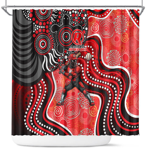 Melbourne Renegades Shower Curtain Indigenous Dot Art Superhero Batter Tribal Pattern