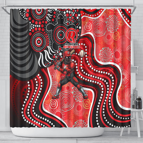 Melbourne Renegades Shower Curtain Indigenous Dot Art Superhero Batter Tribal Pattern