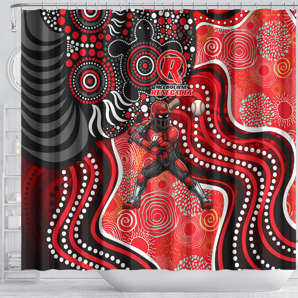 Melbourne Renegades Shower Curtain Indigenous Dot Art Superhero Batter Tribal Pattern