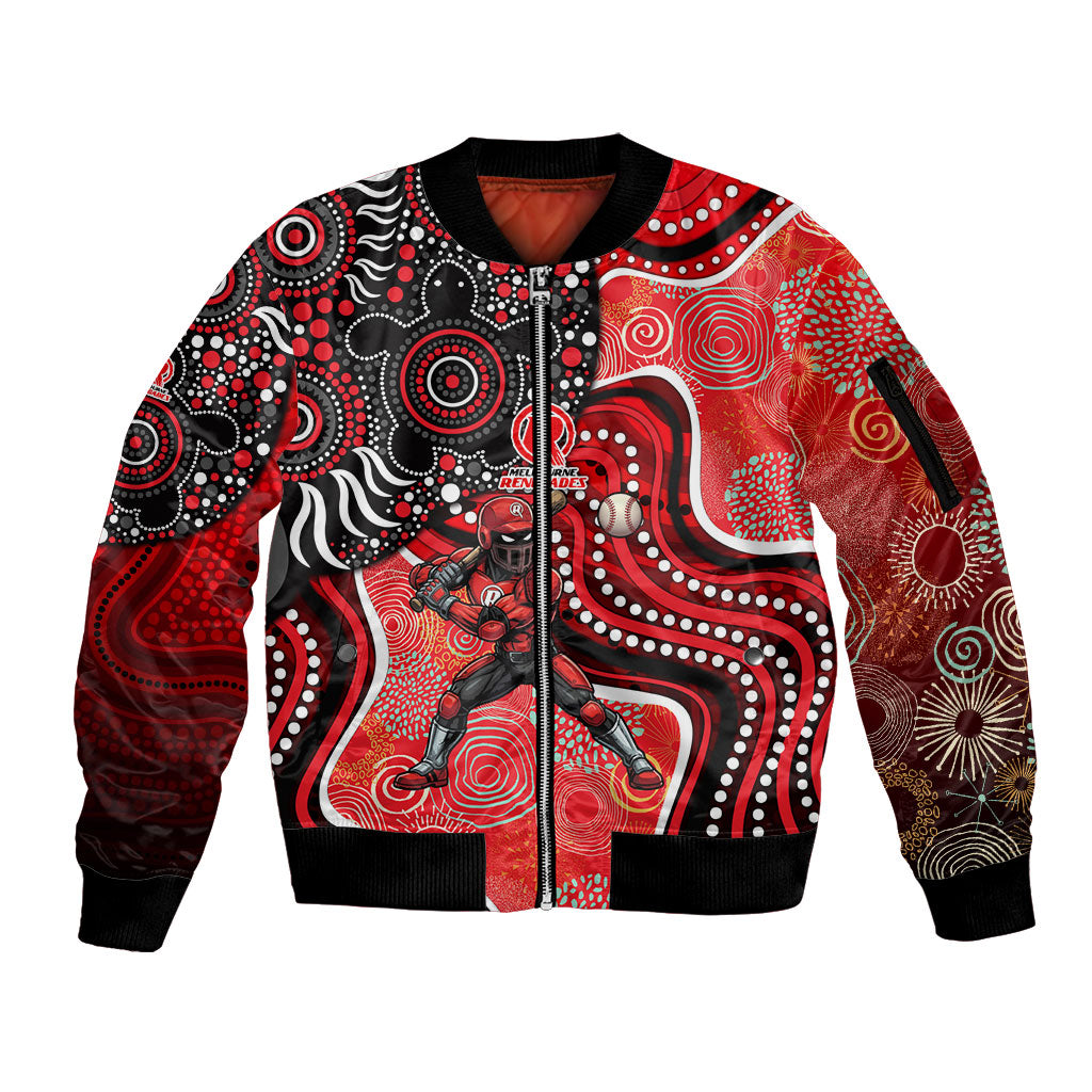 Melbourne Renegades Sleeve Zip Bomber Jacket Indigenous Dot Art Superhero Batter Tribal Pattern
