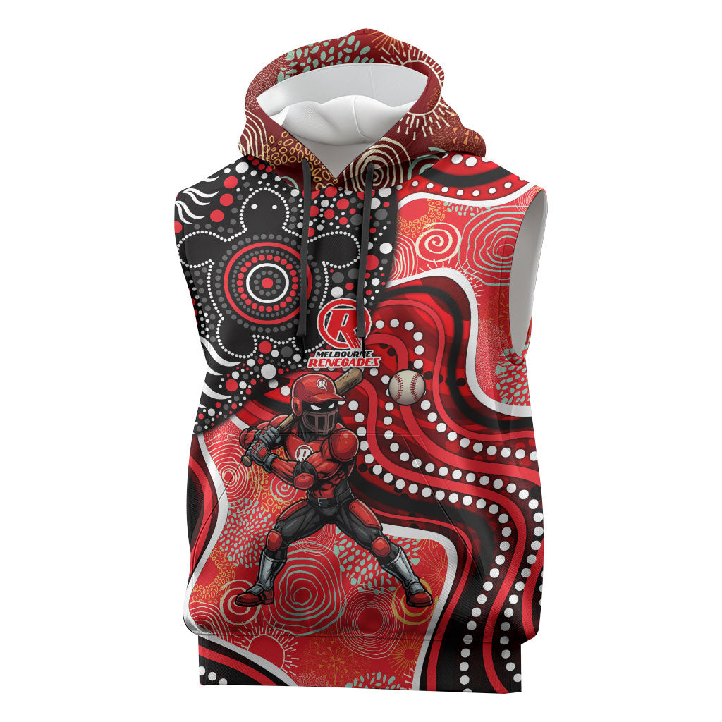 Melbourne Renegades Sleeveless Hoodie Indigenous Dot Art Superhero Batter Tribal Pattern