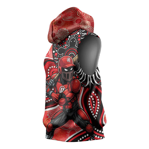 Melbourne Renegades Sleeveless Hoodie Indigenous Dot Art Superhero Batter Tribal Pattern