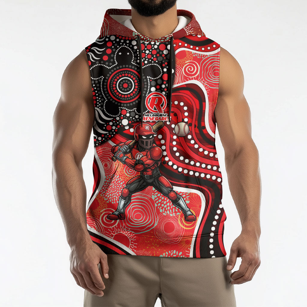 Melbourne Renegades Sleeveless Hoodie Indigenous Dot Art Superhero Batter Tribal Pattern