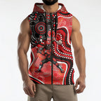 Melbourne Renegades Sleeveless Zip Hoodie Indigenous Dot Art Superhero Batter Tribal Pattern