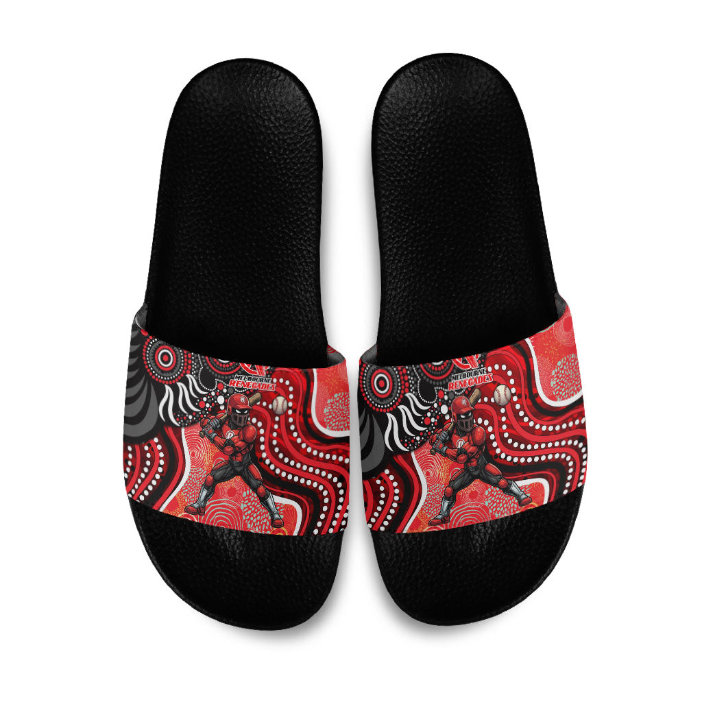 Melbourne Renegades Slide Sandals Indigenous Dot Art Superhero Batter Tribal Pattern