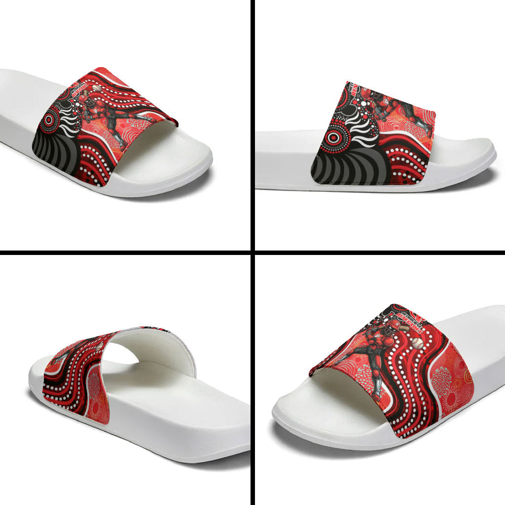 Melbourne Renegades Slide Sandals Indigenous Dot Art Superhero Batter Tribal Pattern