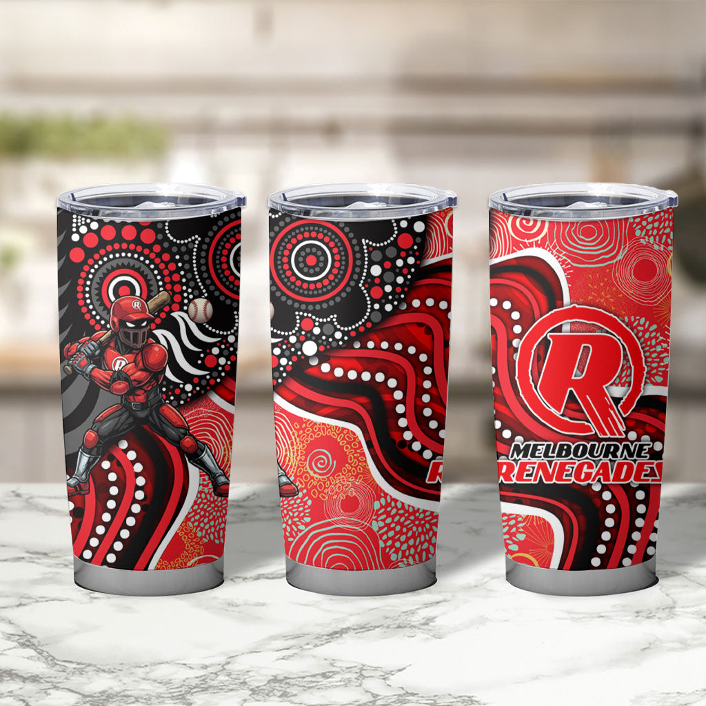 Melbourne Renegades Tumbler Cup Indigenous Dot Art Superhero Batter Tribal Pattern