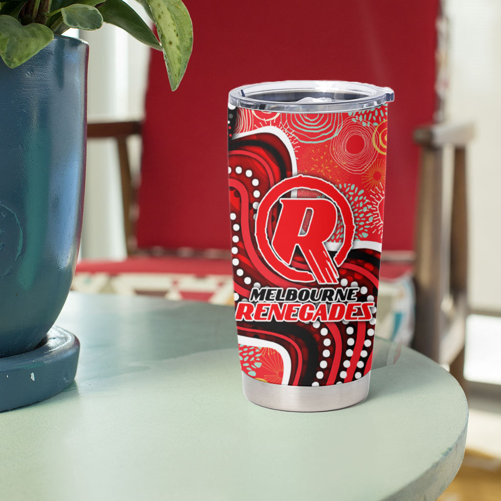 Melbourne Renegades Tumbler Cup Indigenous Dot Art Superhero Batter Tribal Pattern
