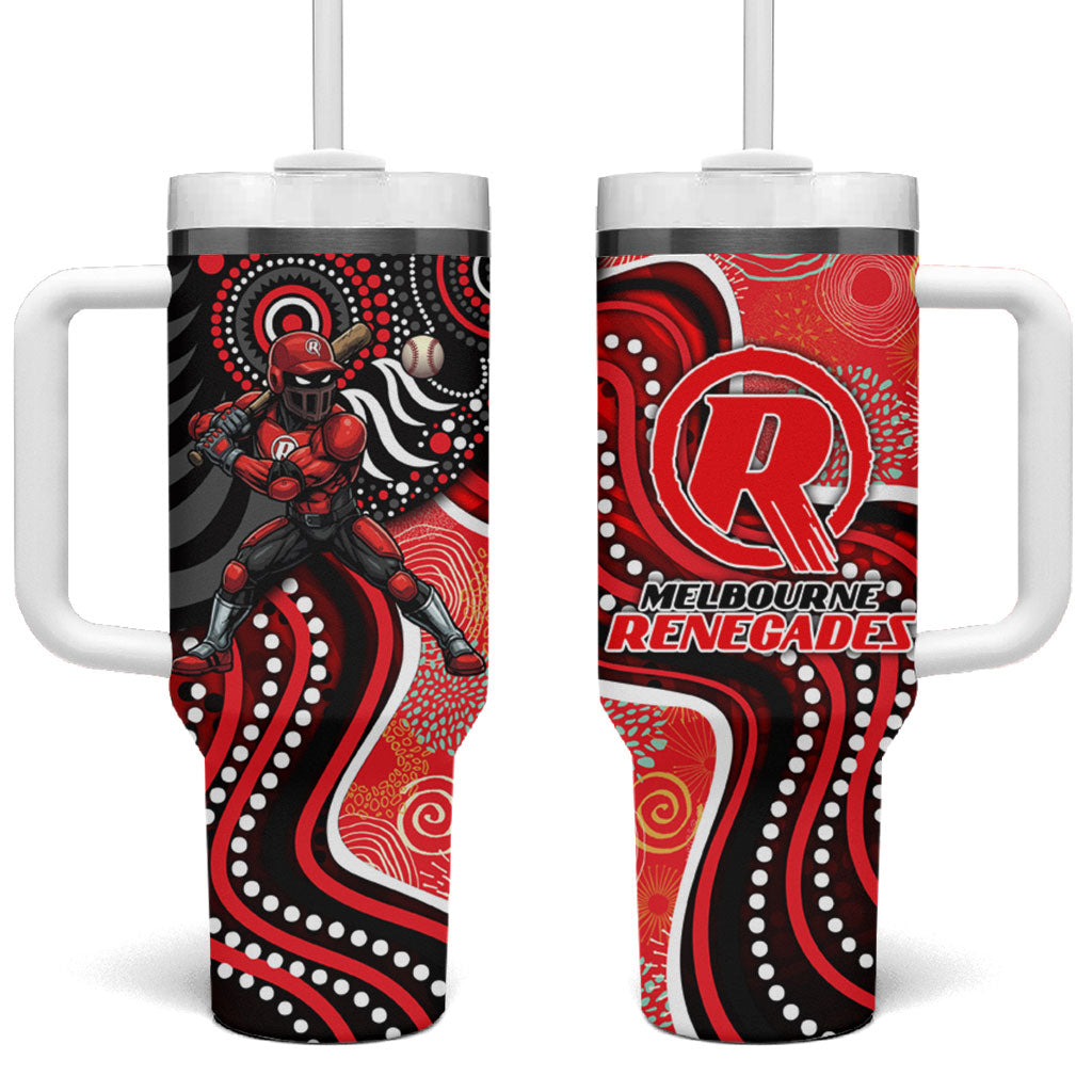Melbourne Renegades Tumbler With Handle Indigenous Dot Art Superhero Batter Tribal Pattern