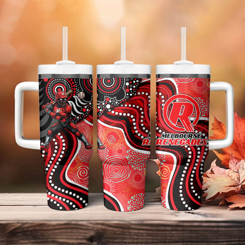 Melbourne Renegades Tumbler With Handle Indigenous Dot Art Superhero Batter Tribal Pattern
