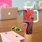 Melbourne Renegades Tumbler With Handle Indigenous Dot Art Superhero Batter Tribal Pattern
