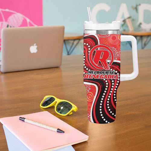 Melbourne Renegades Tumbler With Handle Indigenous Dot Art Superhero Batter Tribal Pattern