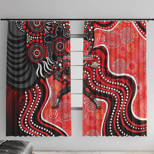 Melbourne Renegades Window Curtain Indigenous Dot Art Superhero Batter Tribal Pattern