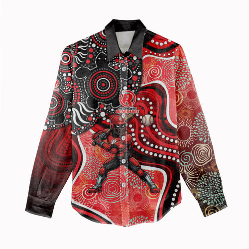 Melbourne Renegades Women Casual Shirt Indigenous Dot Art Superhero Batter Tribal Pattern