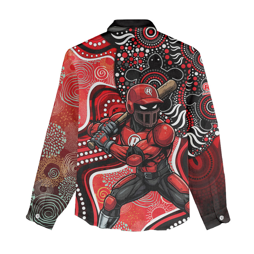 Melbourne Renegades Women Casual Shirt Indigenous Dot Art Superhero Batter Tribal Pattern