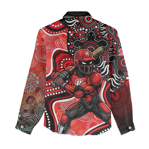 Melbourne Renegades Women Casual Shirt Indigenous Dot Art Superhero Batter Tribal Pattern